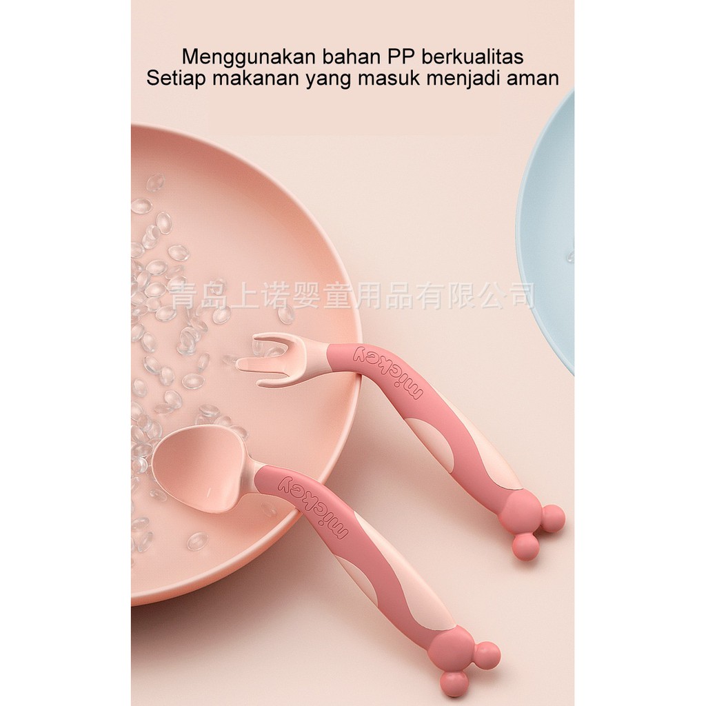 Sendok DISNEY + Garpu DISNEY Lengkung spoon mpasi Sendok  garpu BENGKOK FOLDABLE FLEXIBLE ORI DISNEY