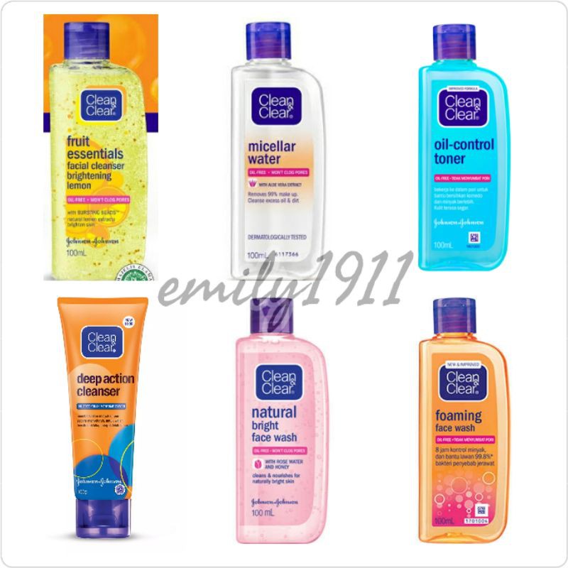 Clean & clear foaming face wash 100ml / deep action cleanser 100gr / toner / micellar water