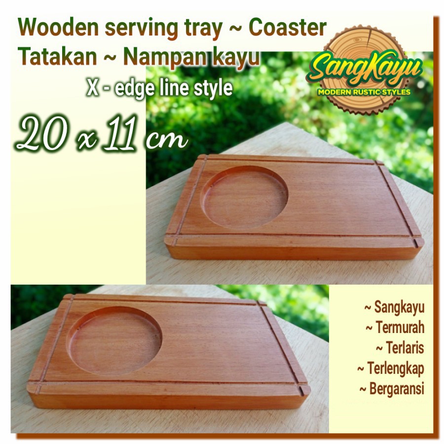 SangKayu Nampan + Tatakan Nampan Kayu 20x11 cm Tatakan Kayu Coaster Wooden Tray 1