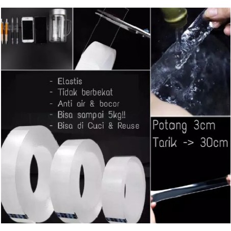 

JS01 Nano Mejik 3cm*1m Double Tape Transparan Selotip Dobel Tip Perekat