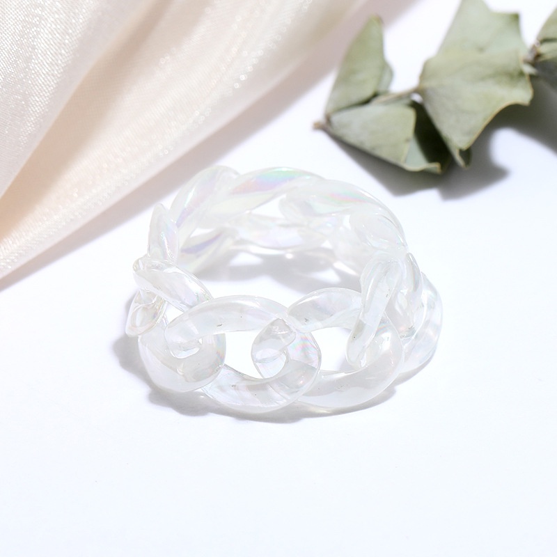 Jelly Color Chain Ring Simple Personality Acrylic Resin Ring Dating for Women Accessories Dating Gifts