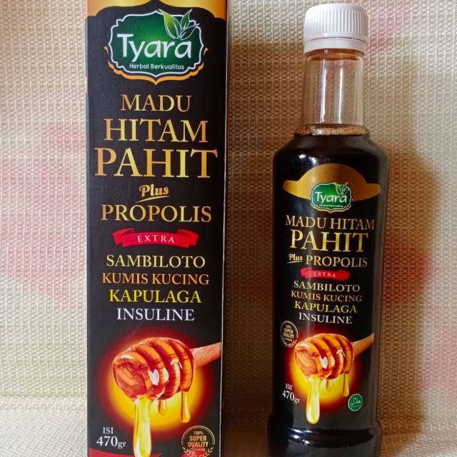 

Madu Hitam Plus Propolis ekstra SAMBILOTO, KUMIS KUCING, KAPULAGA, INSULIN