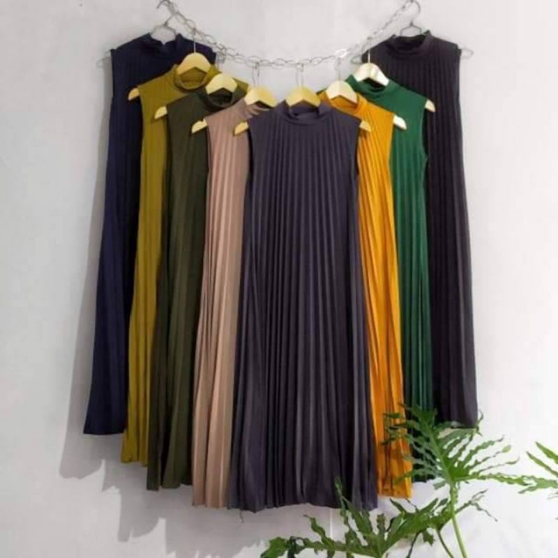 DRESS PlISKET / TANPA LENGAN/LONG DRES