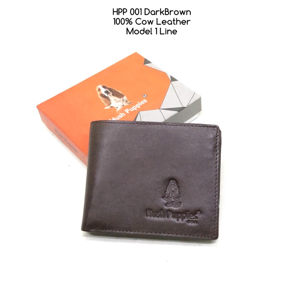 dompet pria hushpuppies 001 black kulit sapi asli dompet murah-dark brown 1line