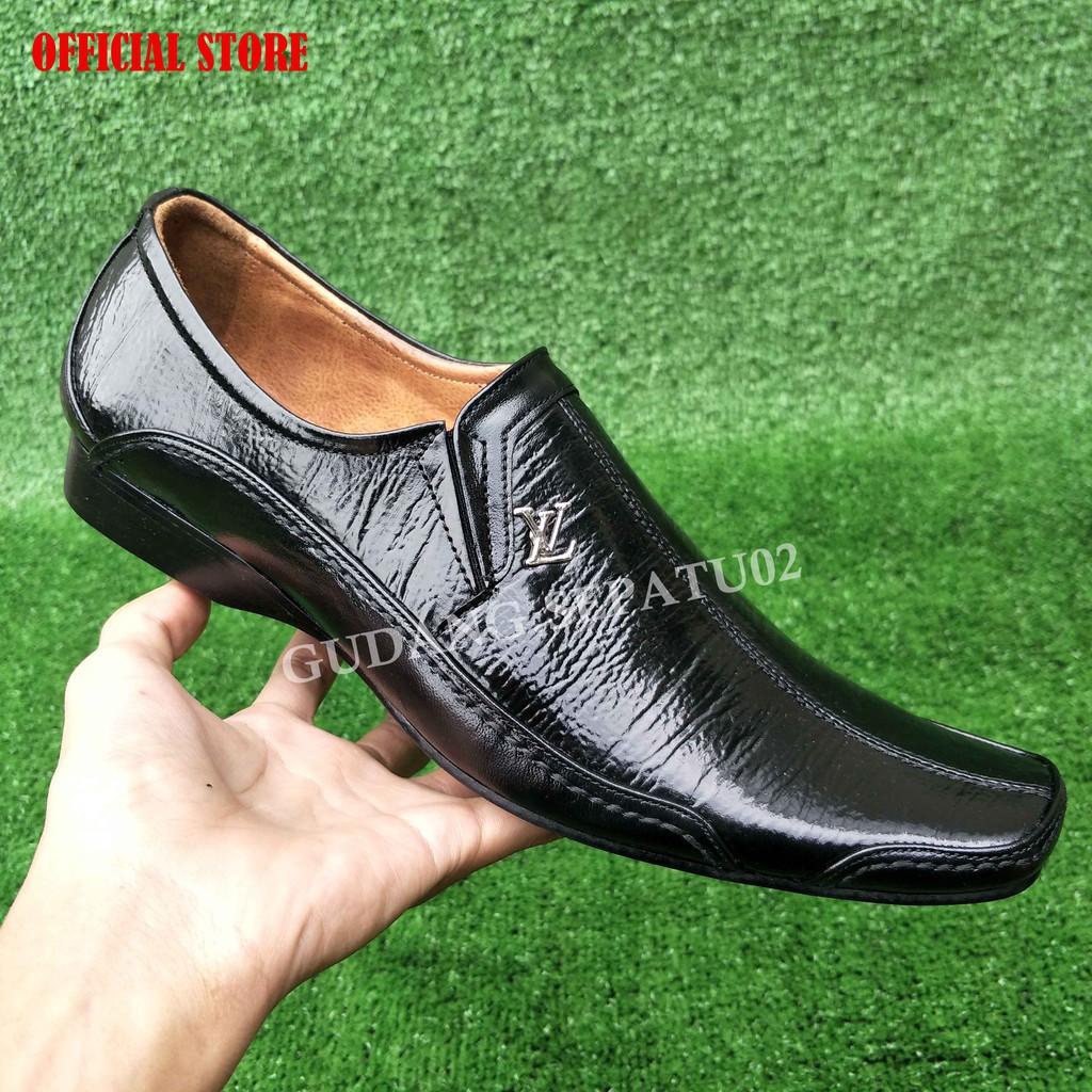 GS02   LOUIS VUITTON 4007   SEPATU PANTOFEL KULIT ASLI FORMAL PRIA KERJA KANTOR RESMI MURAH   KQ