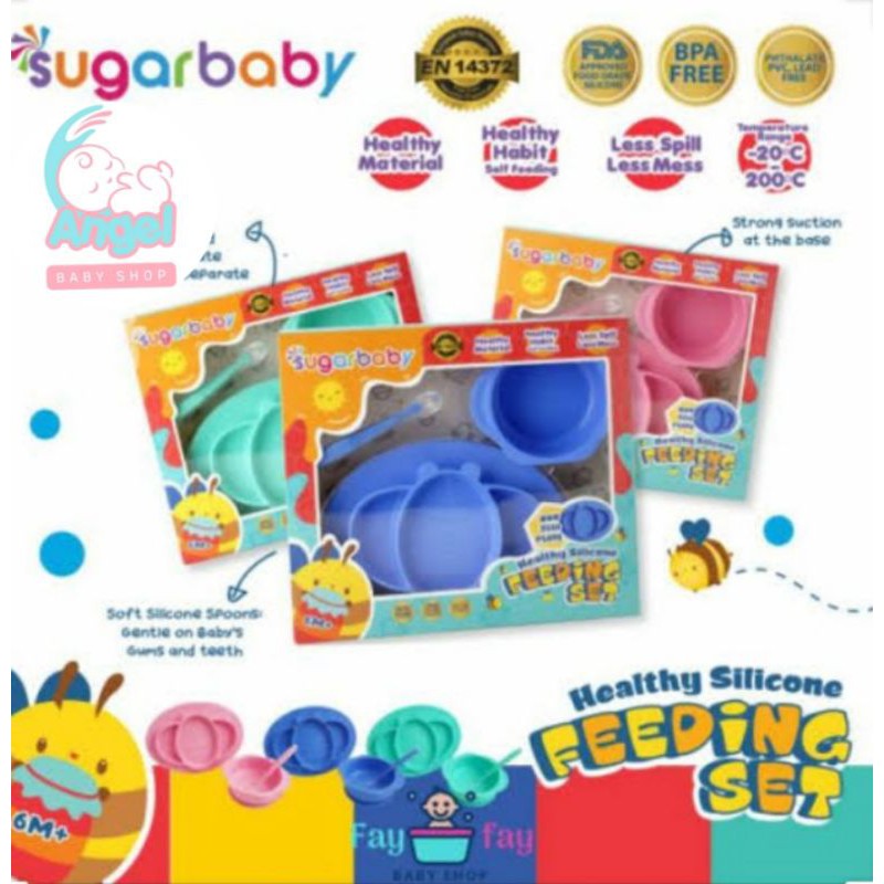 sugar baby feding set biru dan pink