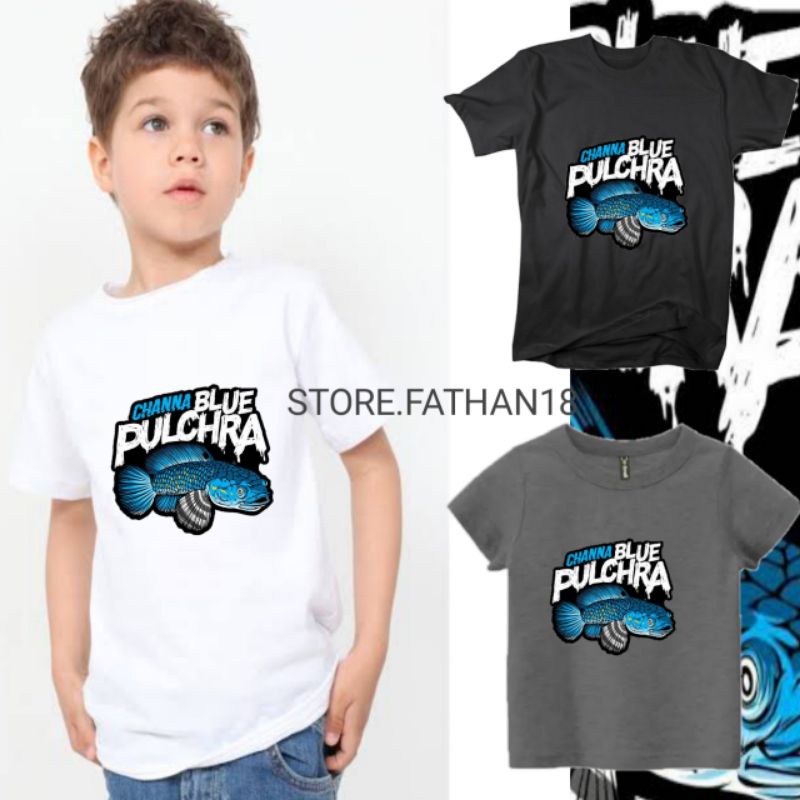 CHANNA PULCHRA/BAJU ANAK KAOS ANAK T-SHIRT ANAK CHANNA BLUE PULCHRA UNISEX