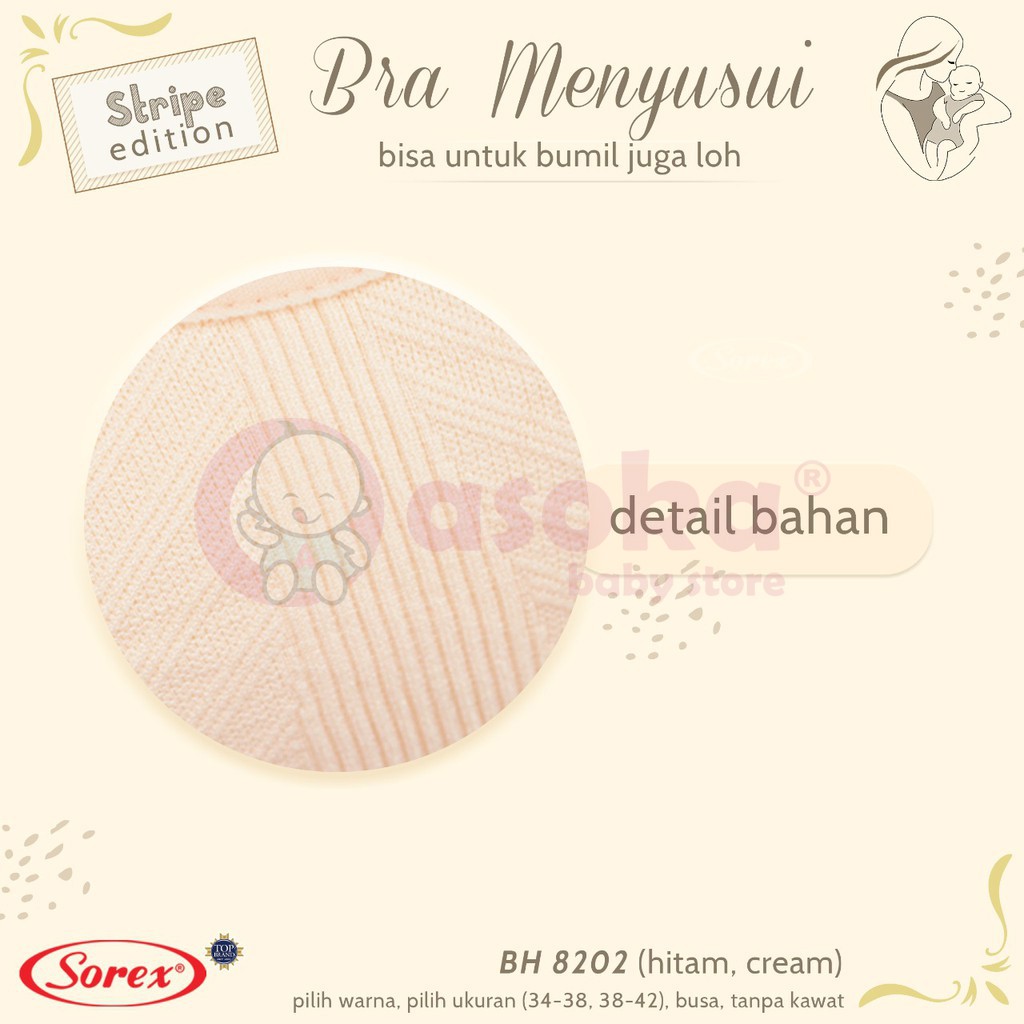 Sorex Bra Menyusui Nursing Bra Kait 3 Cup B Busa Sedang Tanpa Kawat Stripe Edition 8202 ASOKA