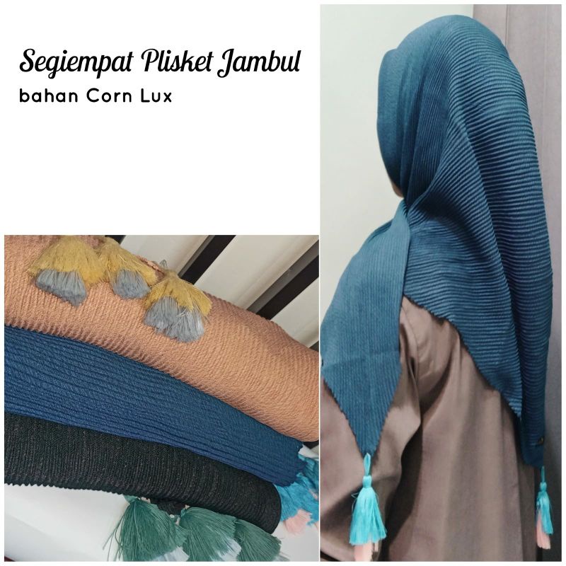 JILBAB SEGIEMPAT PLISKET JAMBUL ORI AZARA | KERUDUNG HIJAB SEGIEMPAT TASEL