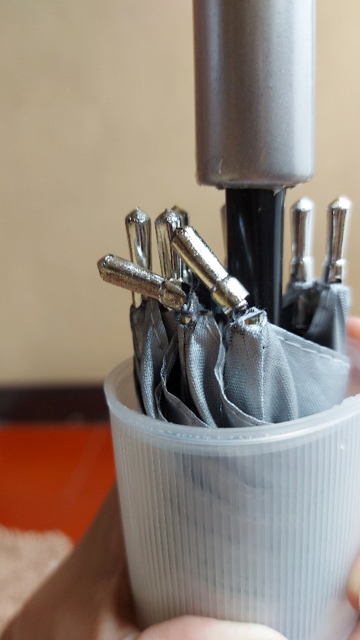 Payung Tongkat Silver Plus Alat Sliding Pelindung Plastik Cover No Drip Unbreakable Awet Tahan Lama