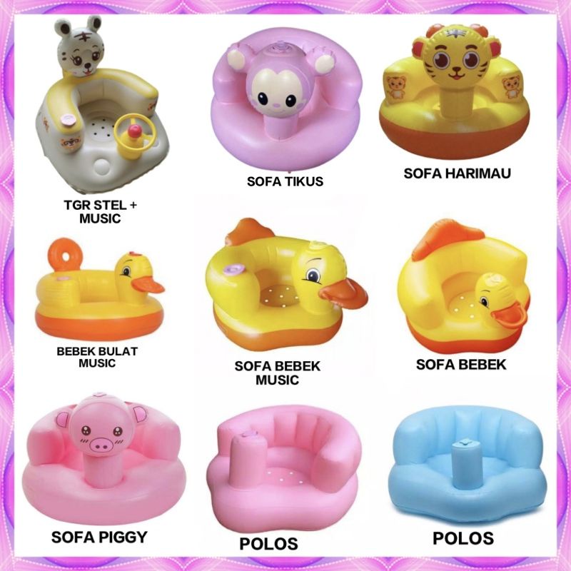 PVC KURSI SOFA BAYI ADA MUSIK BAHAN POMPA ANGIN Makan belajar Baby Chair Model Bebek Music Duduk