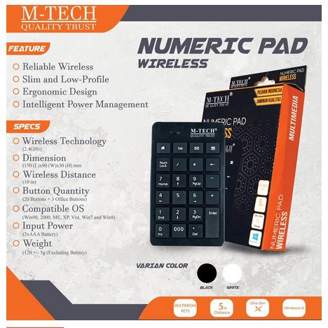 keyboard numeric wireless m-tech - keypad numerik wireless