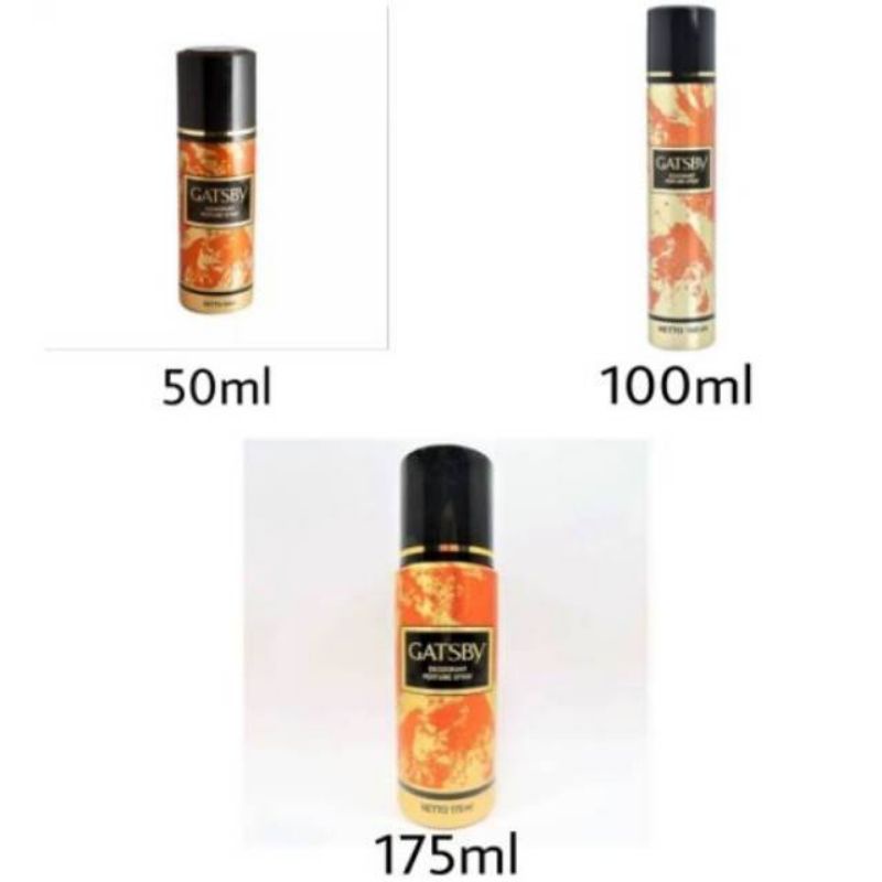 GATSBY DEODORANT PERFUME SPRAY GOLD 50ML, 100ML &amp; 175ML