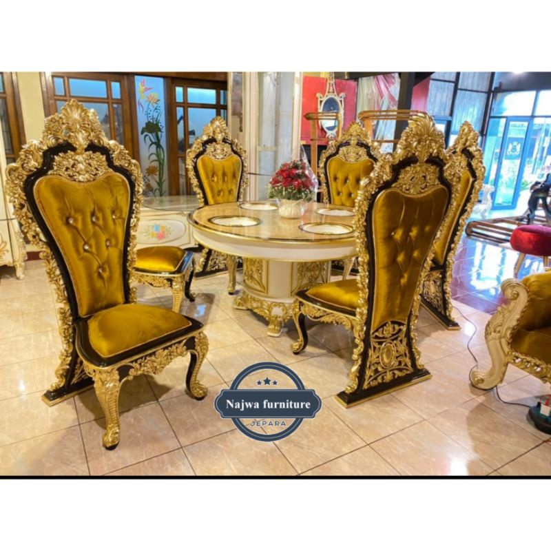 SET KURSI MAKAN UKIR MEJA MAKAN MEWAH UKIR JEPARA HIG QUALITY