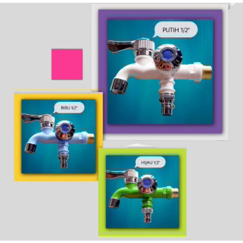 Kran Air 2 Cabang PVC Drat 1/2 Inch
