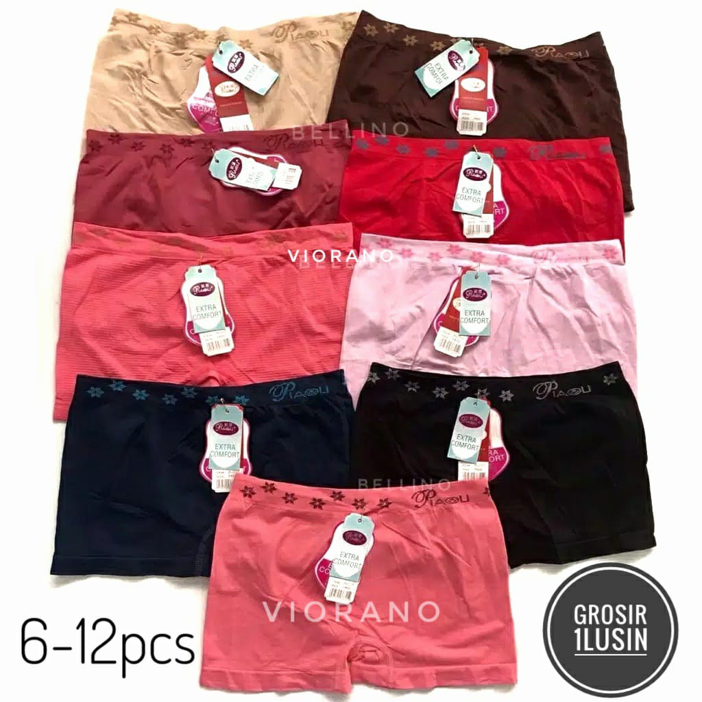 1Lusin 12pcs Cd Boxer Wanita Rajut Muat Besar Grosir Celana Dalam Cewek Rajut Jumbo Boxer Super Soft