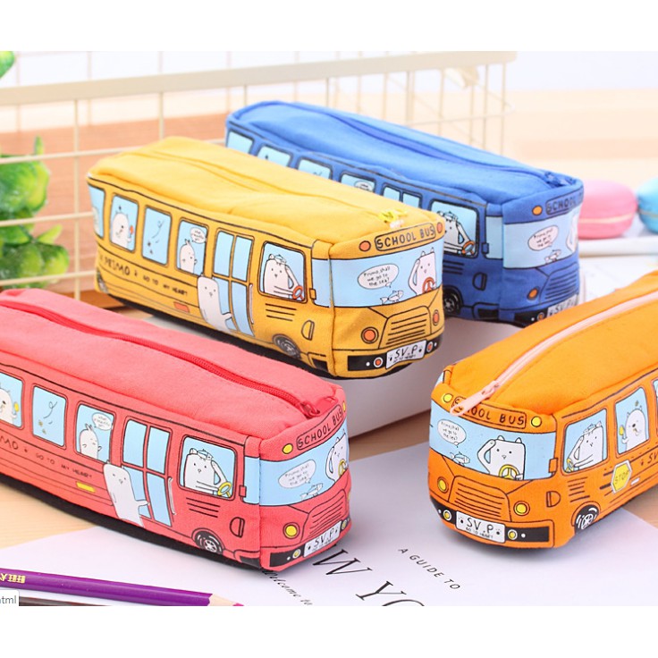 Tempat Pensil JUMBO PRIMO SCHOOL BUS / Tepak Tempat Alat Tulis Bentuk BIS SEKOLAH Empuk Lucu Plush