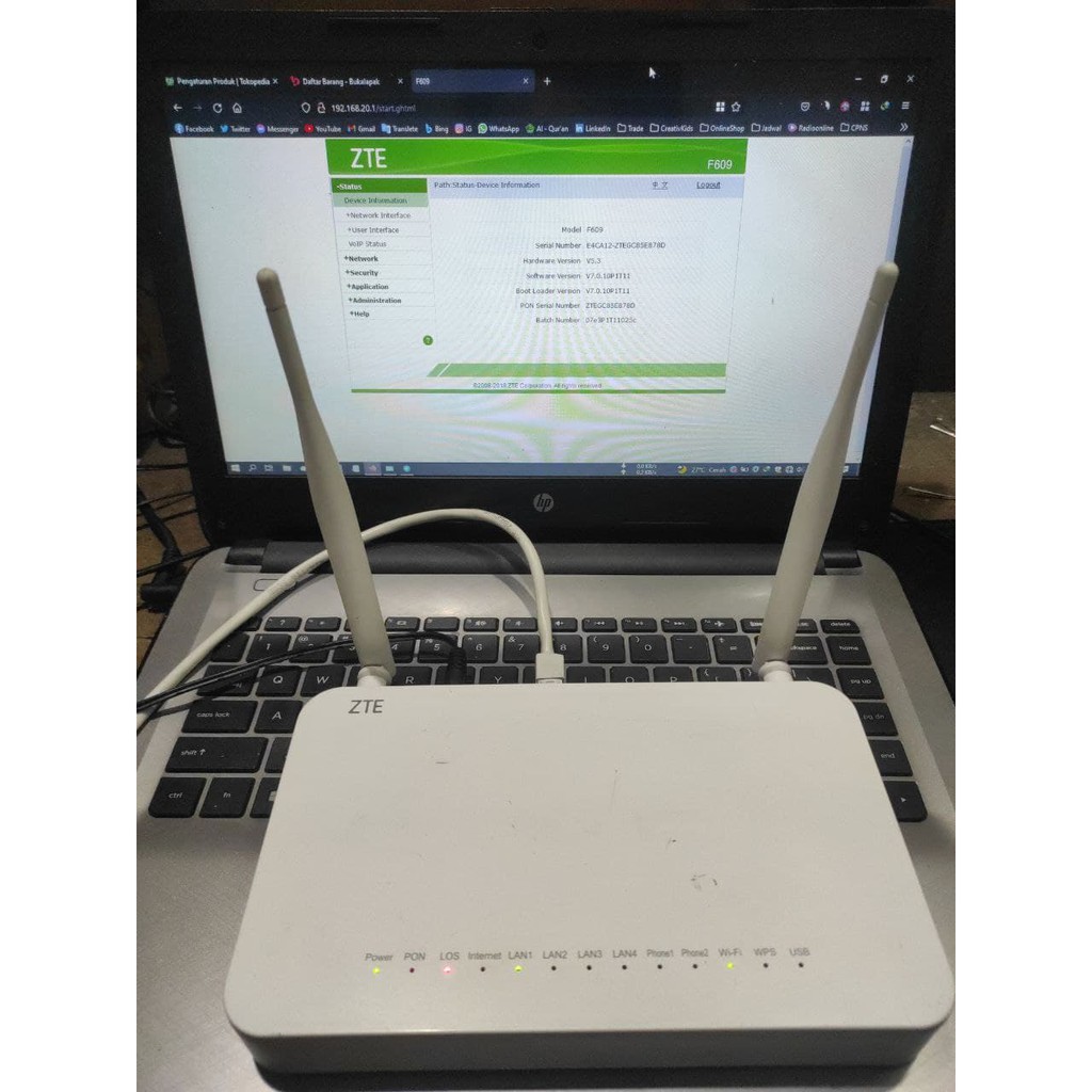 ZTE ZXHN F609 V3 V5.3 - Ont Modem Router Gpon