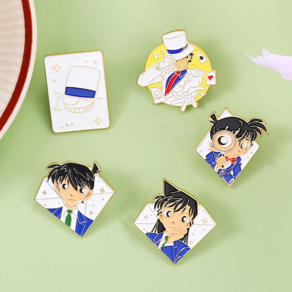 Mxbeauty Detektif Conan Bros Hadiah Cosplay Pakaian Dekorasi Kartun Decor Lencana Badge Pin Enamel Brooch