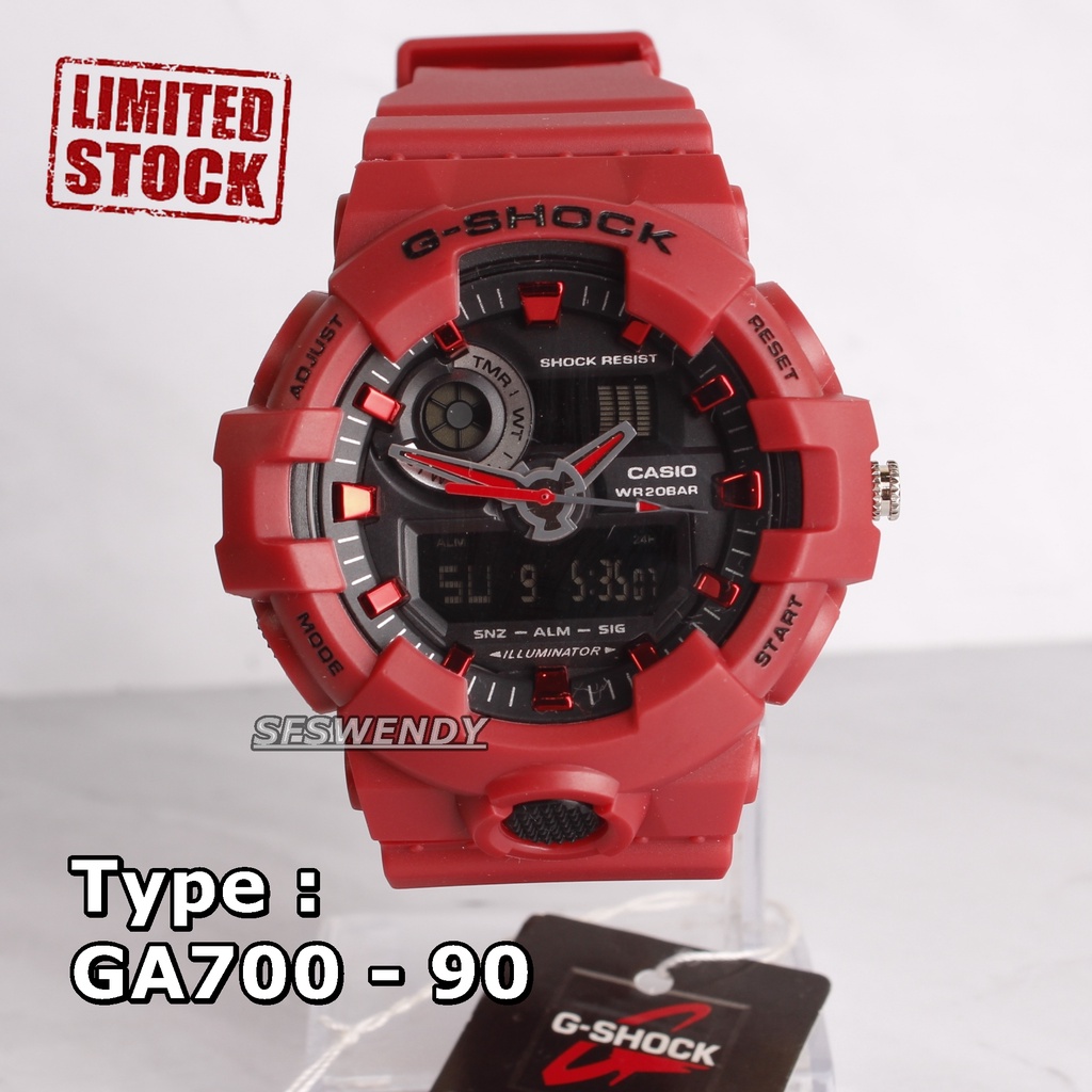 PROMO MURAH !!! G Shock GA-700 Hijau Merah Cream Abu Army Jam tangan dual time digital pria &amp; anak anak anti air