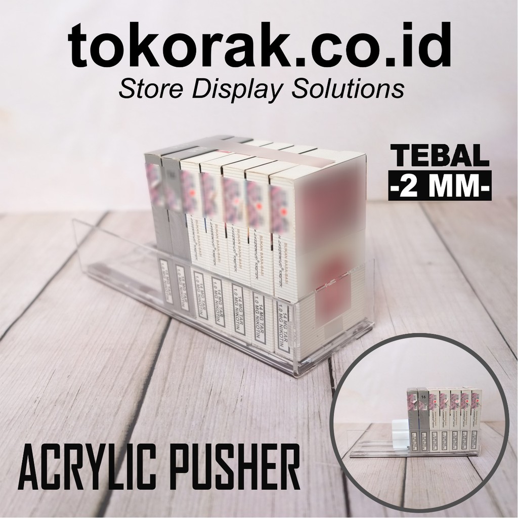 ACRYLIC KOTAK PUSHER MAGNET OTOMATIS TOKO MINIMARKET SUPERMARKET