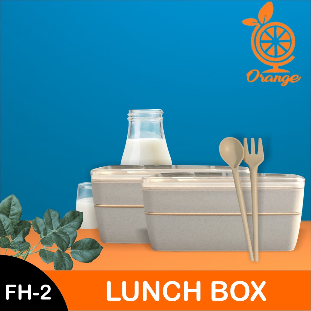 Kotak Makan Lunchbox Gandum Lunchbox Sekat Tempat Bekal Makanan Kotak Bekal Lunch Box Kotak Makan 2 Tingkat Gaya Jepang -Wonderdekorasi