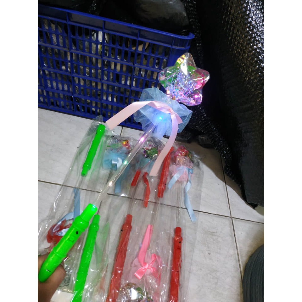 COD GROSIR Mainan Tongkat Sihir Bintang Peri Princess Anak LED Glowing Stick Transparan