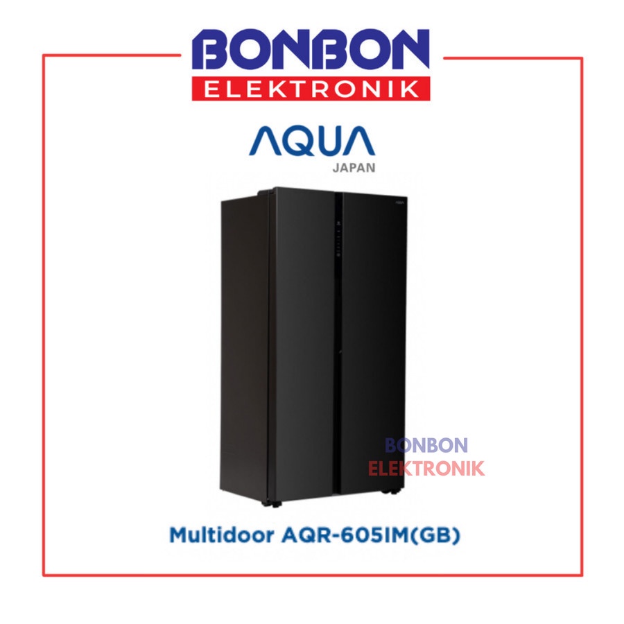 AQUA Kulkas 2 Pintu Side by Side Inverter AQR-605IG(GB) Glass 542L