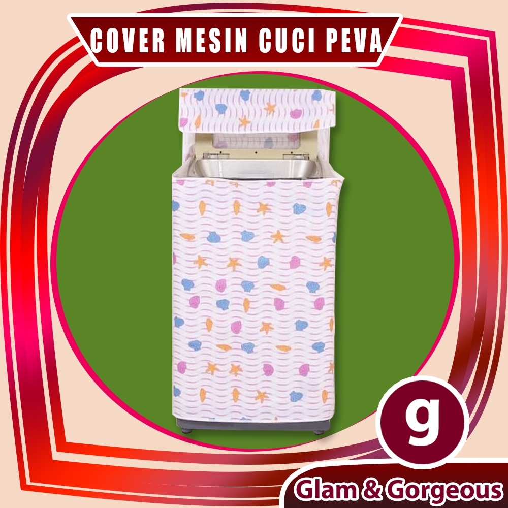 Cover Mesin Cuci Penutup Plastik Peva WMC011 Motif Kerang