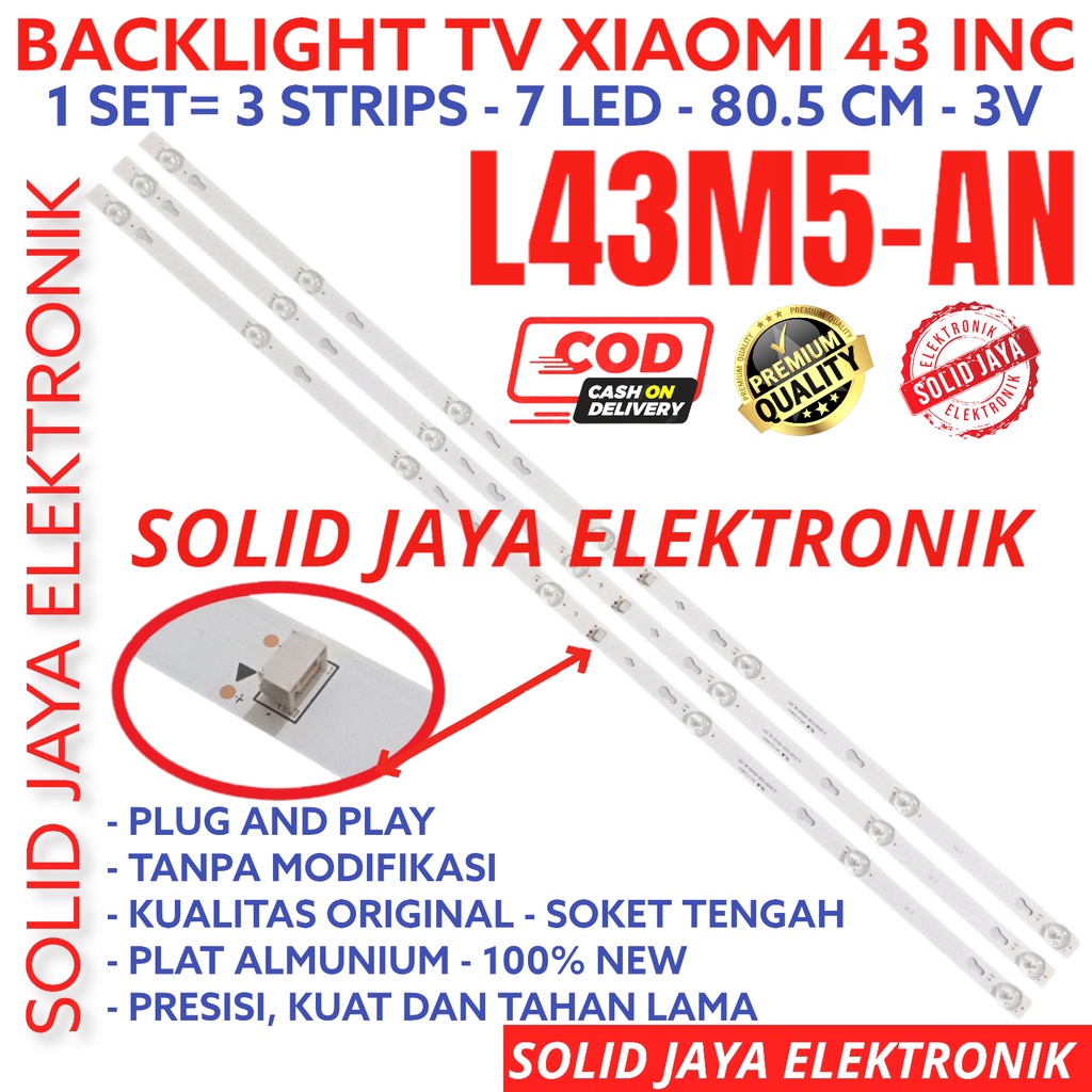 BACKLIGHT TV LED XIAOMI 43 INC L43M5-AN L43M5AN L 43M5AN LAMPU BL 7K 3V L 43M5 AN XIAOMI 7LED 7KANCING 7 KANCING 42INCH 43INC 43IN XIOMI 43 INCH IN L-43M5AN L43M5 AN