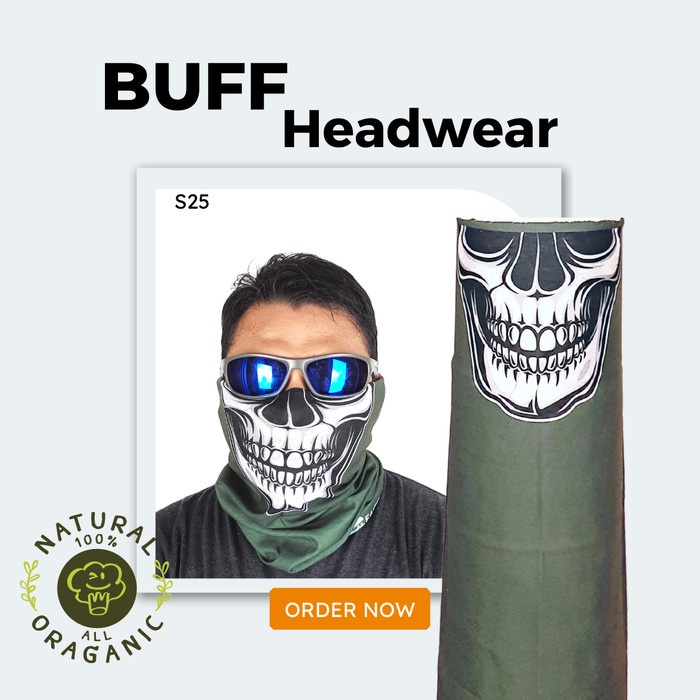 Buff Headwear super stretch adem Headwear Elastis S25 Tengkorak 9