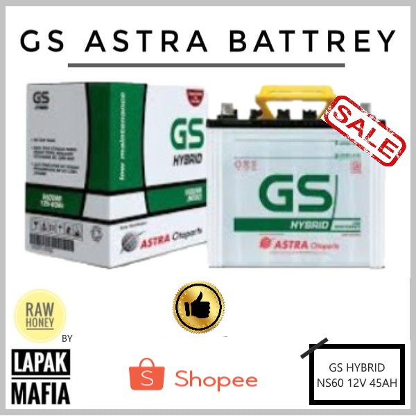 Accu Aki Mobil Gs Astra Hybrid Basah Ns60 45ah Harga Grosir