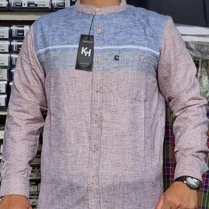 baju kemeja koko pria kemko KH 029 ada jumbo - M