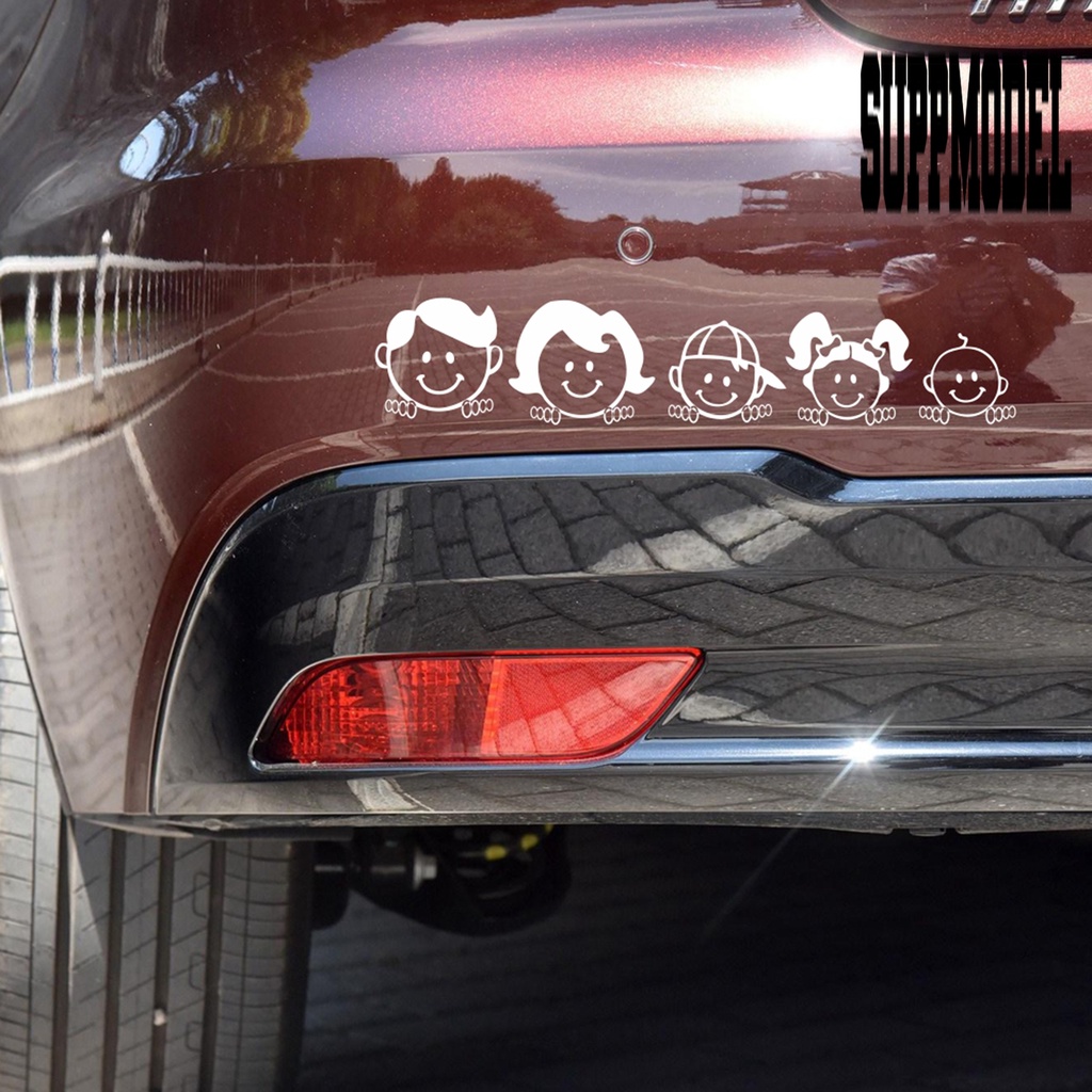 Stiker Motif Kartun Keluarga Bahan PVC Anti Air Tahan Lama Untuk Dekorasi Mobil