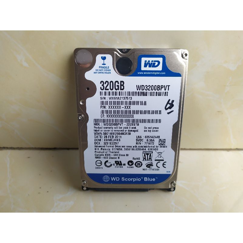 Hardisk HDD 2,5&quot; Internal 320GB Sata WD Blue Laptop Notebook