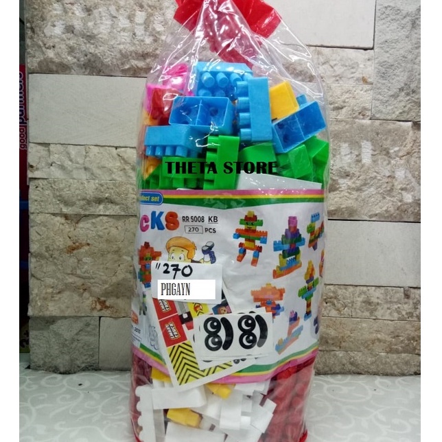 MAINAN EDUKASI BLOCK SUSUN ISI 270 PCS MAINAN EDUKATIF ANAK KREATIF LEGO BLOCK SUSUN MAINAN KREATIF 