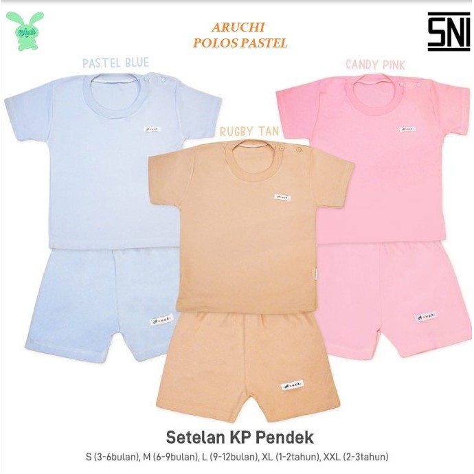 1PCS Setelan Pendek dan Panjang Polos PASTEL  Aruchi / UNISEX SML XL XXL Cotton Lembut CBKS