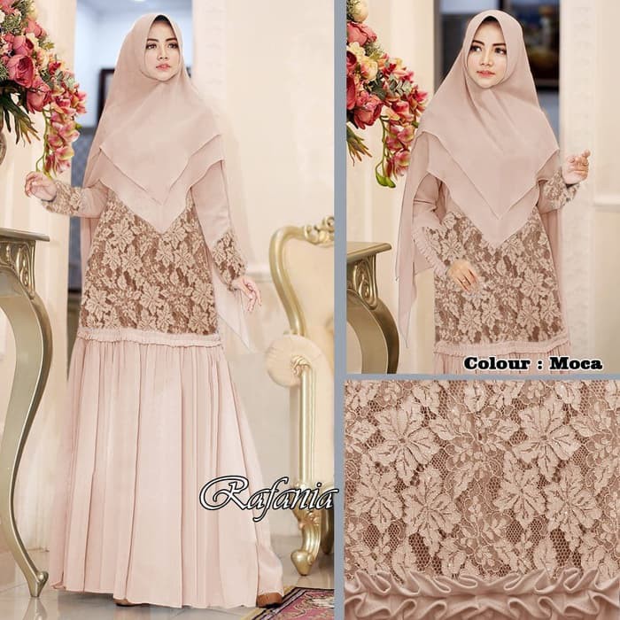 124051 GAMIS SYARI BRUKAT RAFANIA MOCA FASHION MUSLIM GAMIS SYARI WANITA GAMIS BUSUI