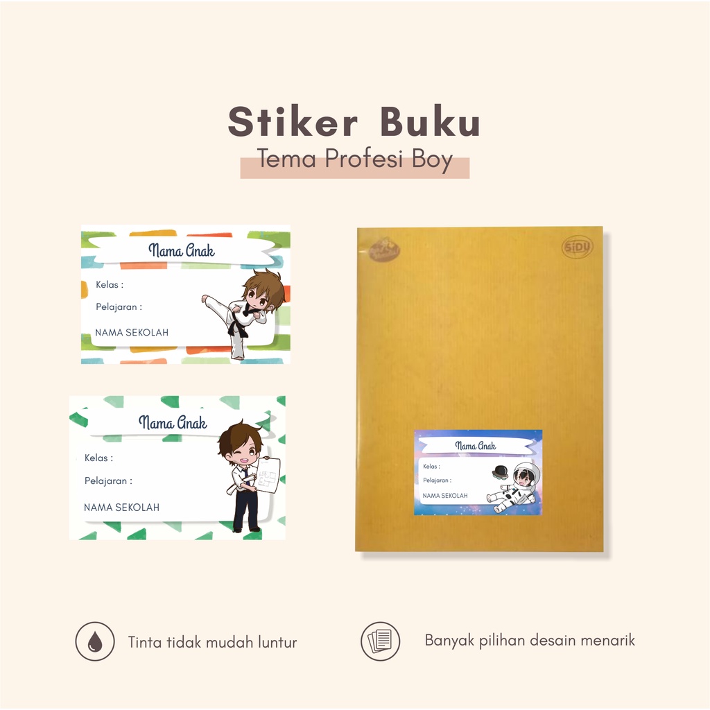 

(30pcs)murah dapat banyak/cetakStiker dan label buku pelajaran Tema PROFESI BOY/stiker label lucu
