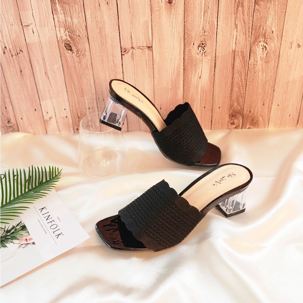 Arlaine - Victoria Sandal Heels Wanita / Heels Rajut / Heels 5cm / Heels Kaca / Heels Selop / High Heels Wanita