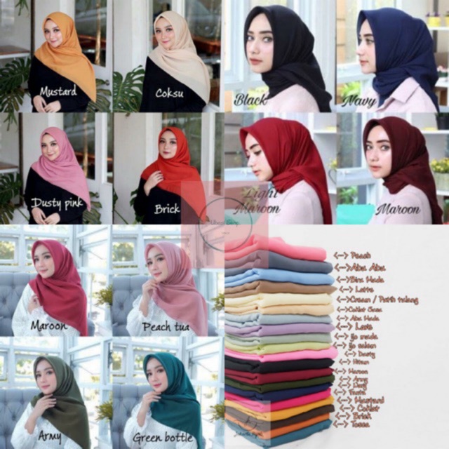 Jilbab Segiempat BELLA SQUARE hijab pollycotton kerudung 