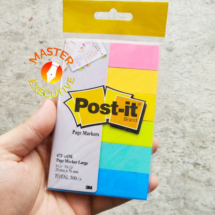 [Set] 3M Post-it Page Marker Large 672-6ANL U.S.A 20 x 76 mm - Penanda Buku