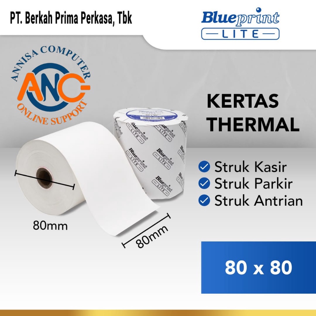 

Kertas Thermal Kertas Kasir Kertas Struk Parkir BLUEPRINT Lite 80x80mm