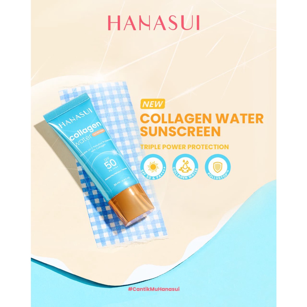 HANASUI COLLAGEN WATER SUNSCREEN SPF50 PA++ KEMASAN BIRU 30ml