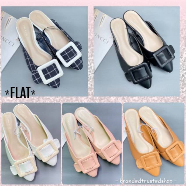 Sale ❣️ VINCCI ORIGINAL VI20235334 NEW ARRIVAL FLAT GESPER SEPATU CASUAL CAKEP KERJA PESTA HITAM MUR