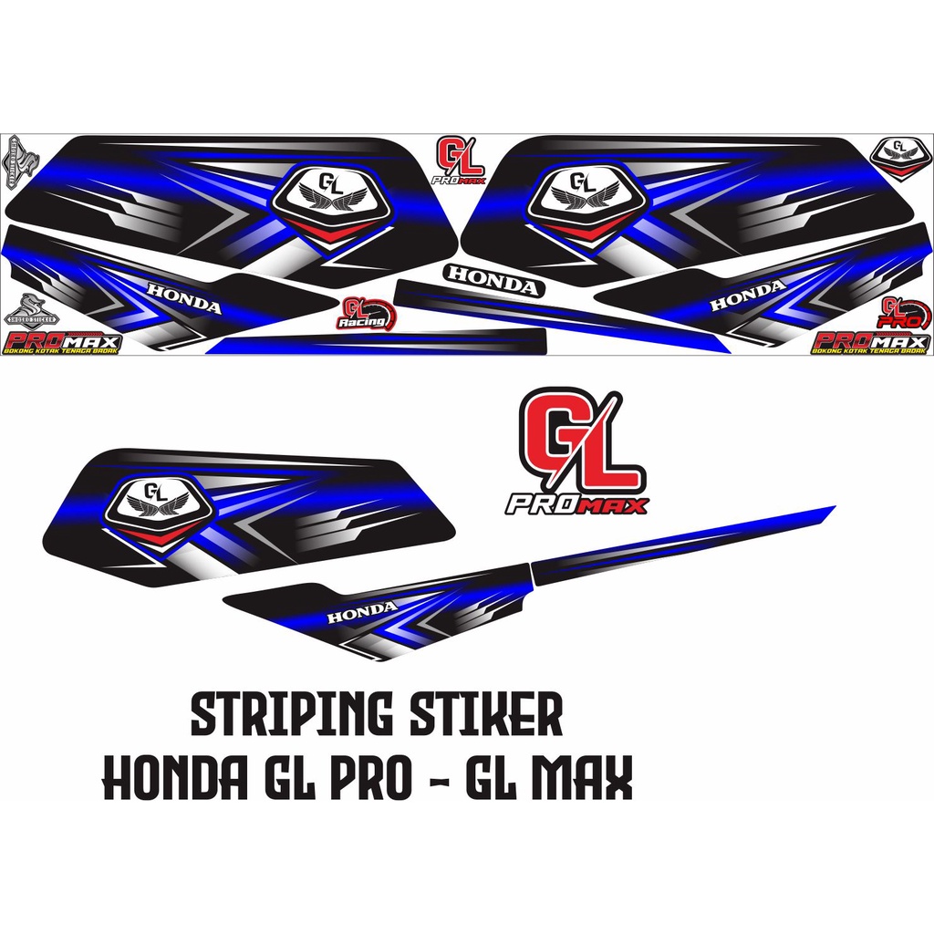 VARIASI STIKER STRIPING VARIASI MOTOR HONDA GL PRO GL MAX VARIASI RACING BIRU HITAM ABU SIMPLE POLET