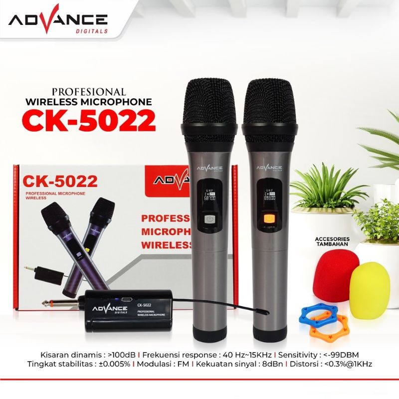 Advance MIC CK-5022  Microphone Wireless Professsional Mic Karaoke Double Tanpa Kabel mik wireles CK-5022