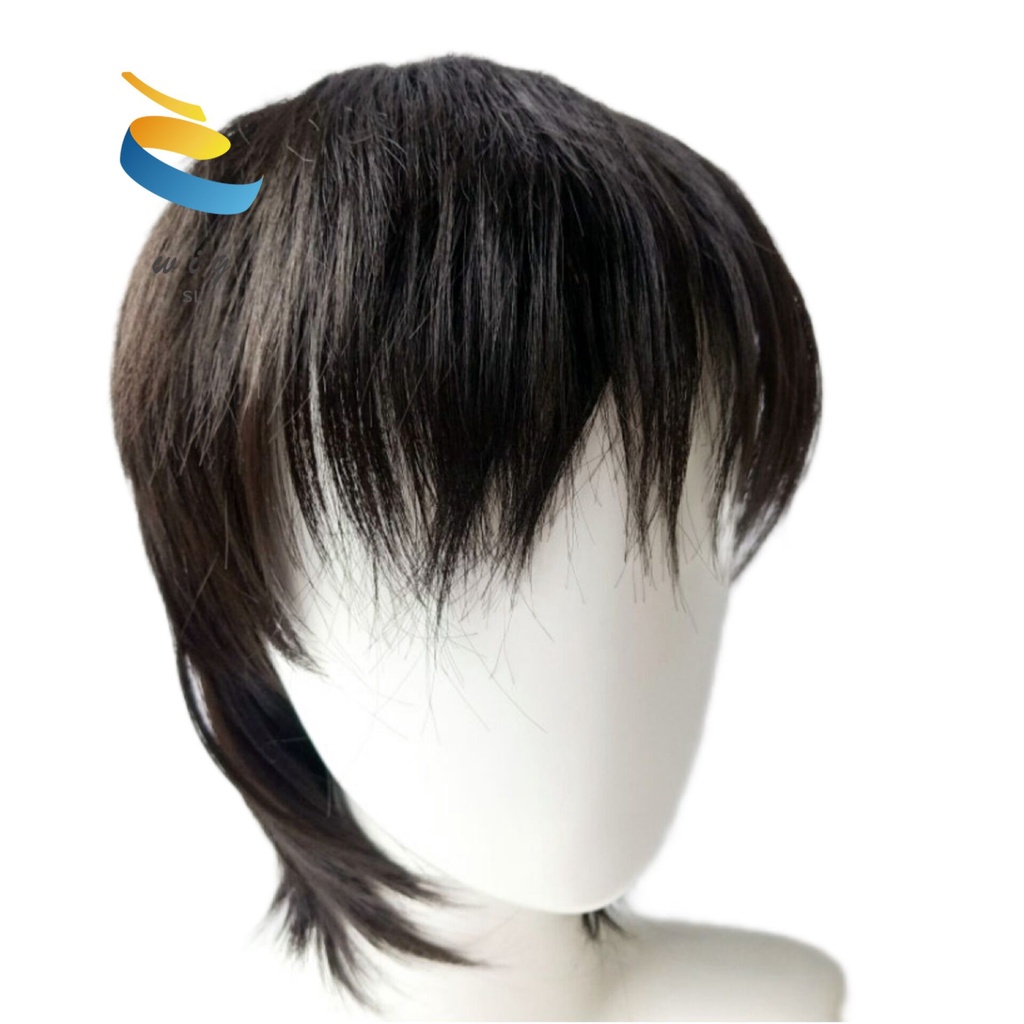 （Produk dalam stok）Mullet Kepala Wig Pria Versi Korea Tampan Rambut Pendek Ekor Serigala Fashion Ber