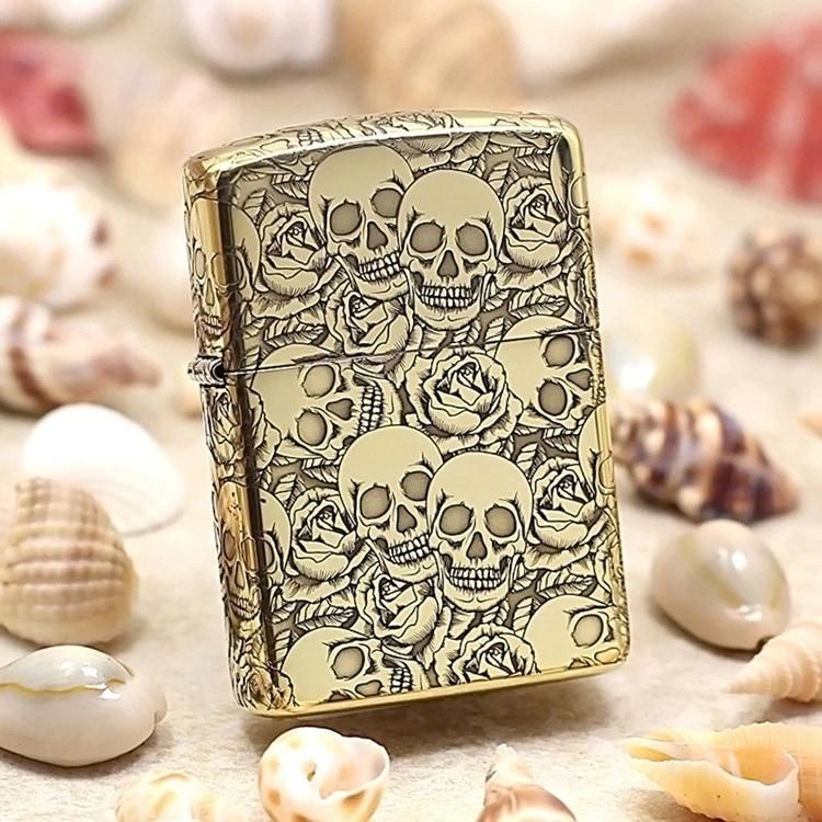 Korek Api Zippo Gold Skull Original Made In USA / Korek Api Unik/Zippo Murah/Zippo Unik/Lighter Mancis