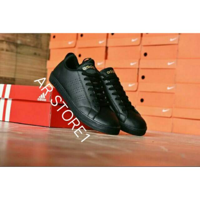 Sepatu Casual Adidas Neo Advantage Grade Ori Full Black Hitam